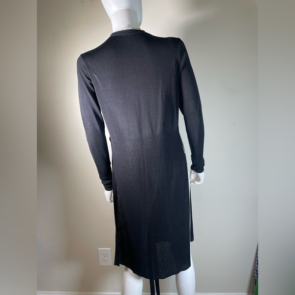 Per Se Womens Sz M Black Open Knit Long Cardigan Duster Sweater Boho Festival - Picture 15 of 16